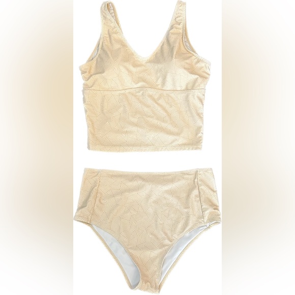 Geode swimwear yellow white geometric pattern tankini set size large - Picture 2 of 16